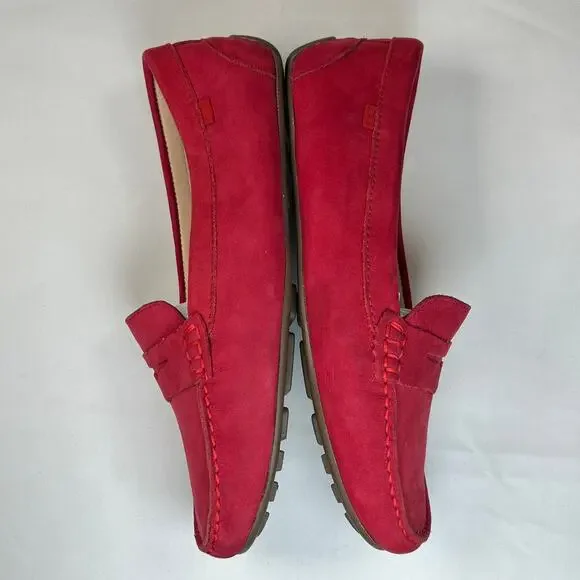 Marc Joseph Leather Driving Loafers Women's 8 Red Slip On Flats Comfort Shoes - Picture 8 of 11